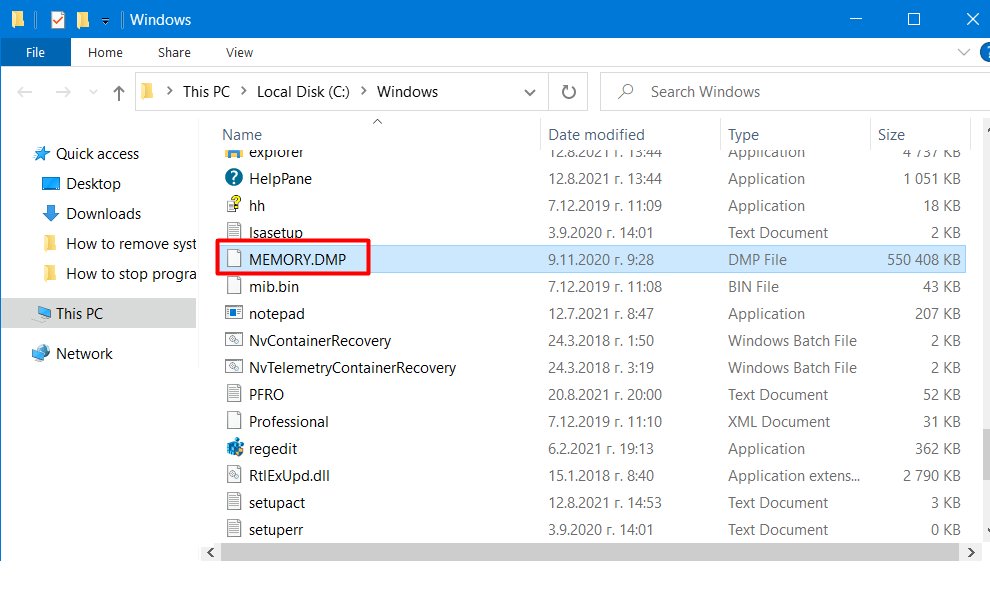 memory.dmp file